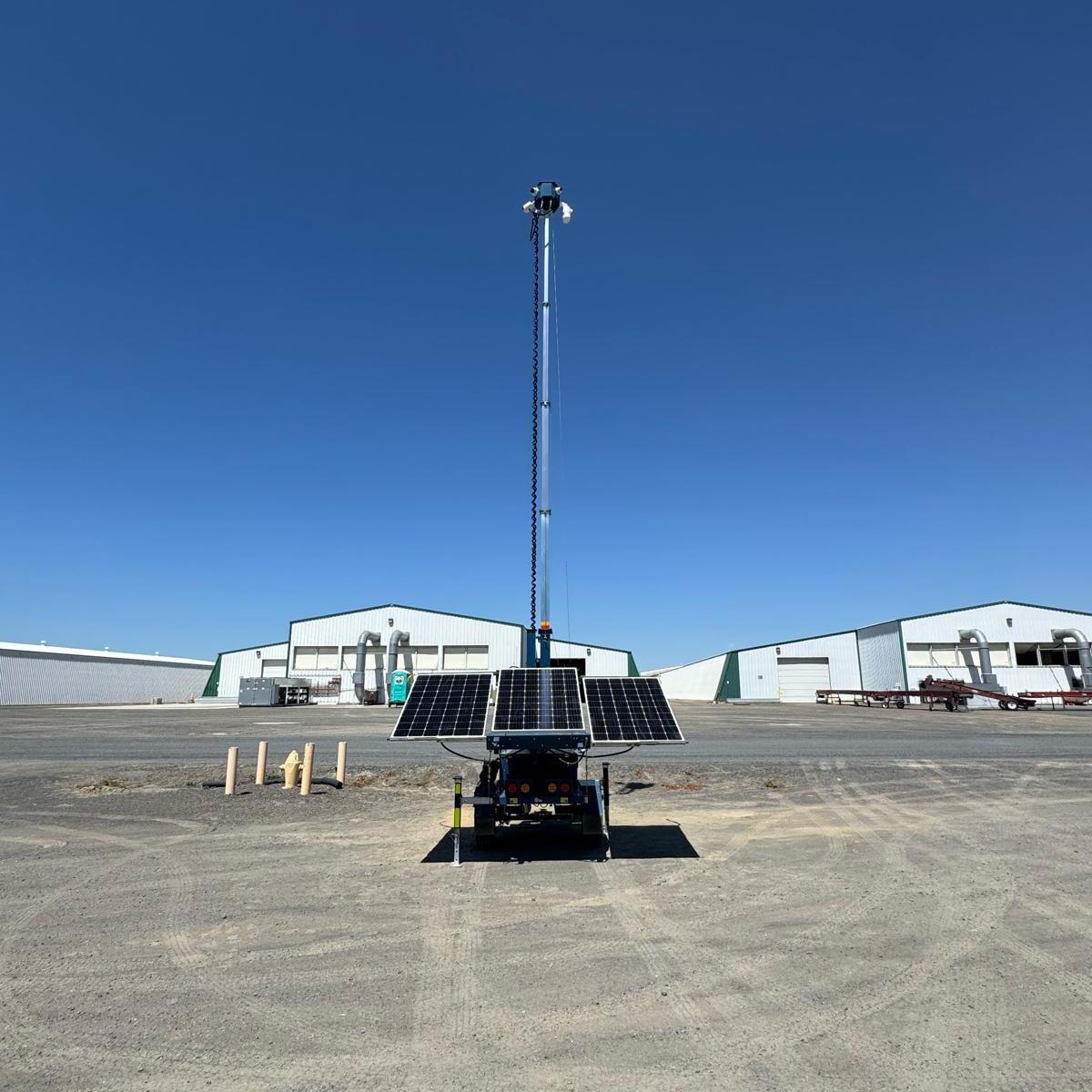 SOS Sentinel surveillance trailer at industrial warehouse site